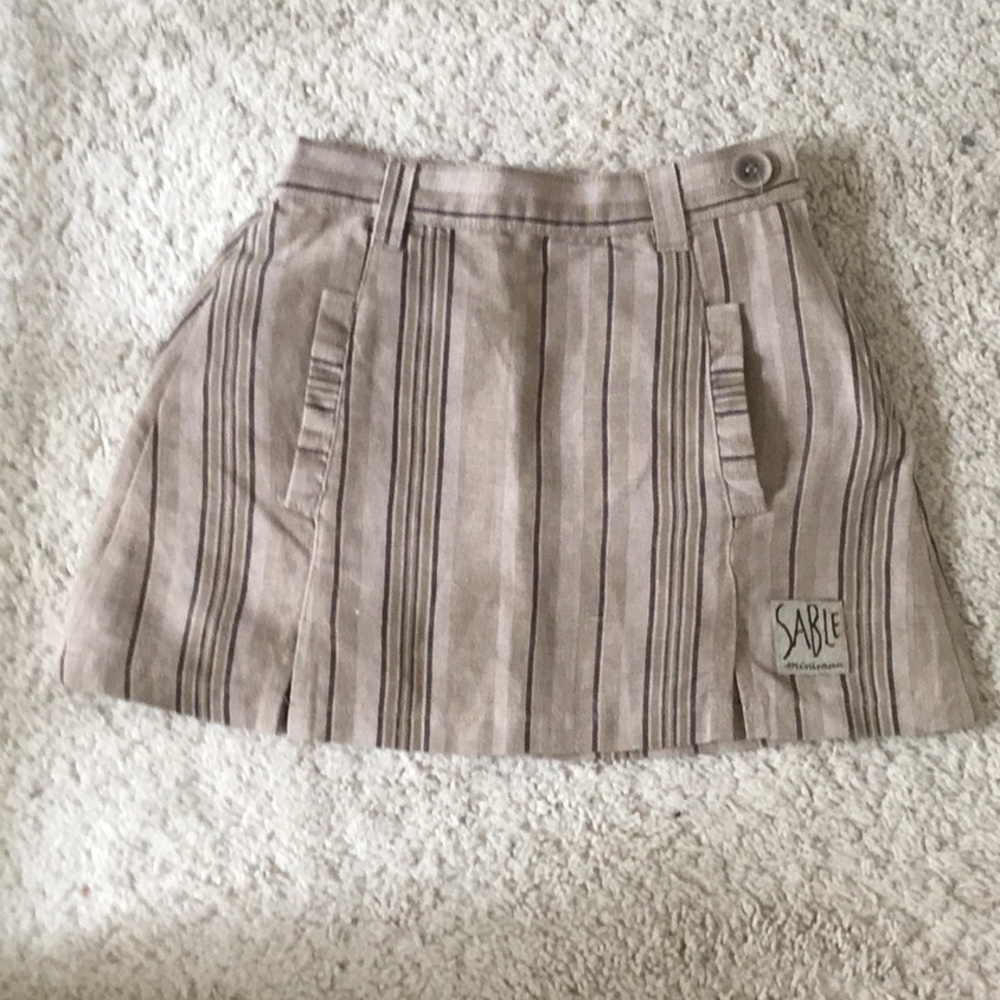 Miniman of France Beige Linen Summer Mini Skirt